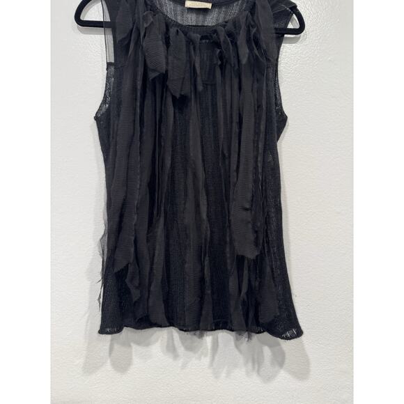 Nina Ricci Black Cashmere Silk Knit Tank Women’s Size Large Fringe Whimsigoth - Picture 3 of 11